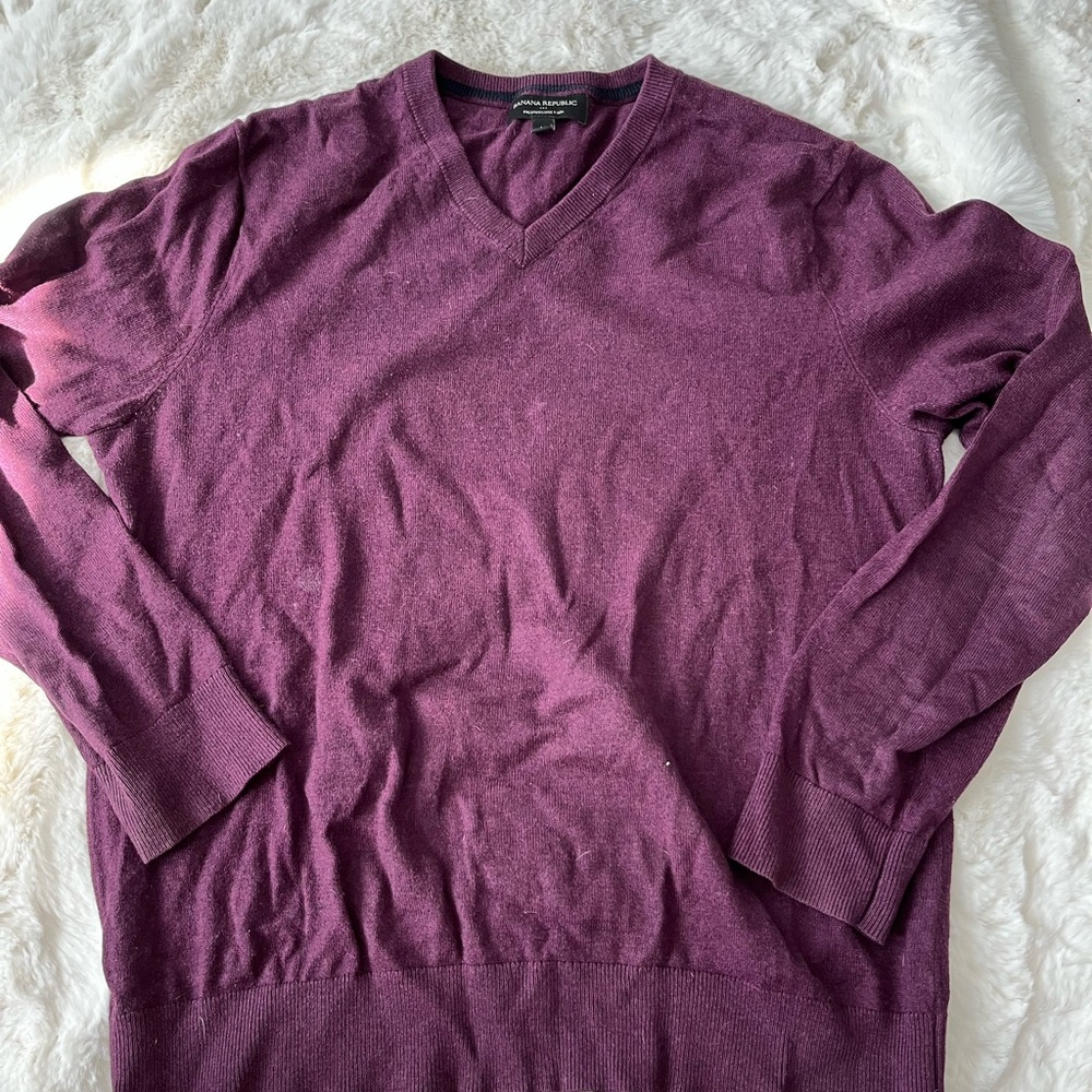 Banana Republic Purple V-Neck Sweater